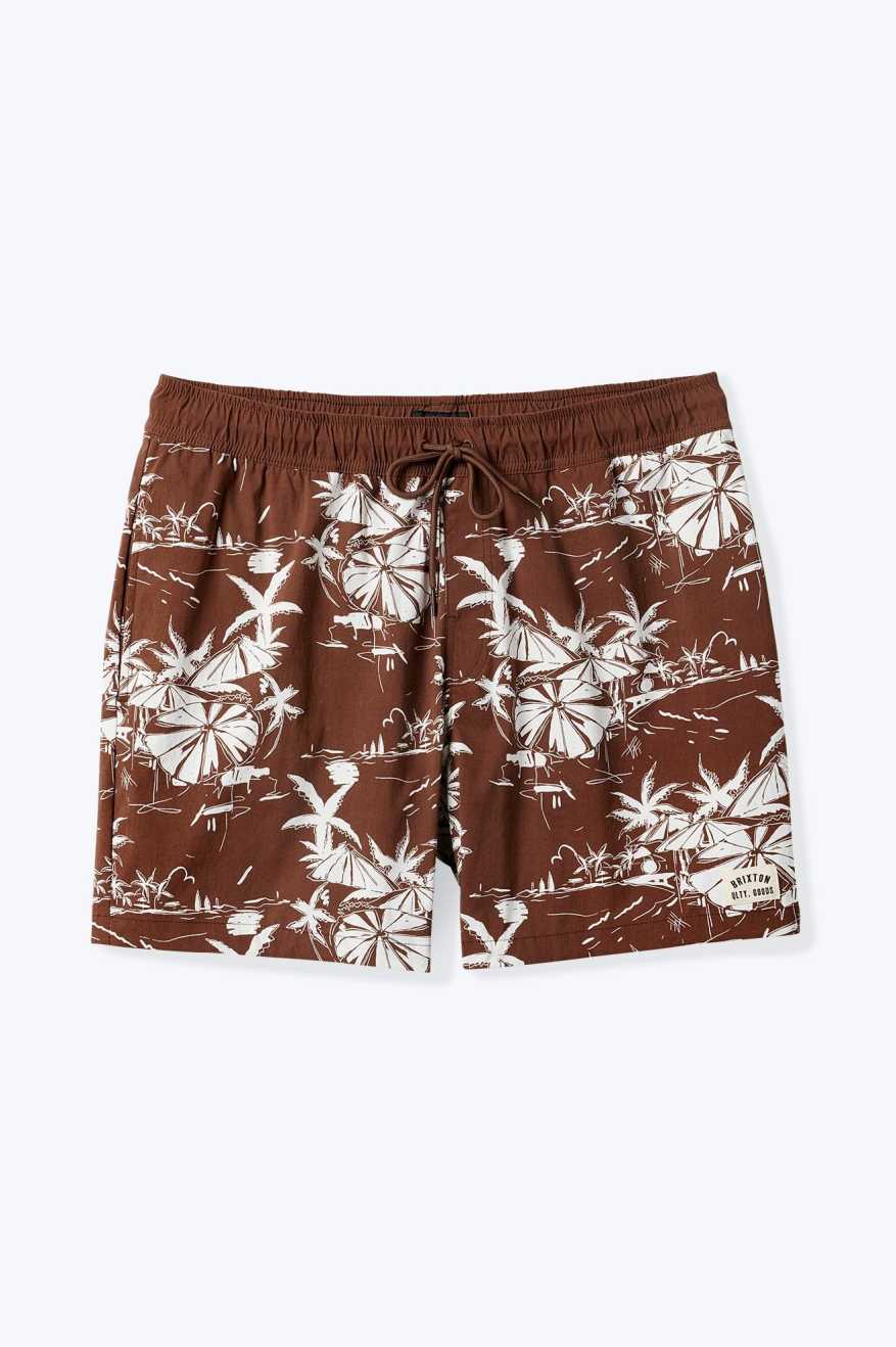 BRIXTON - Voyage Short 16" in Sepia Umbrella Scene