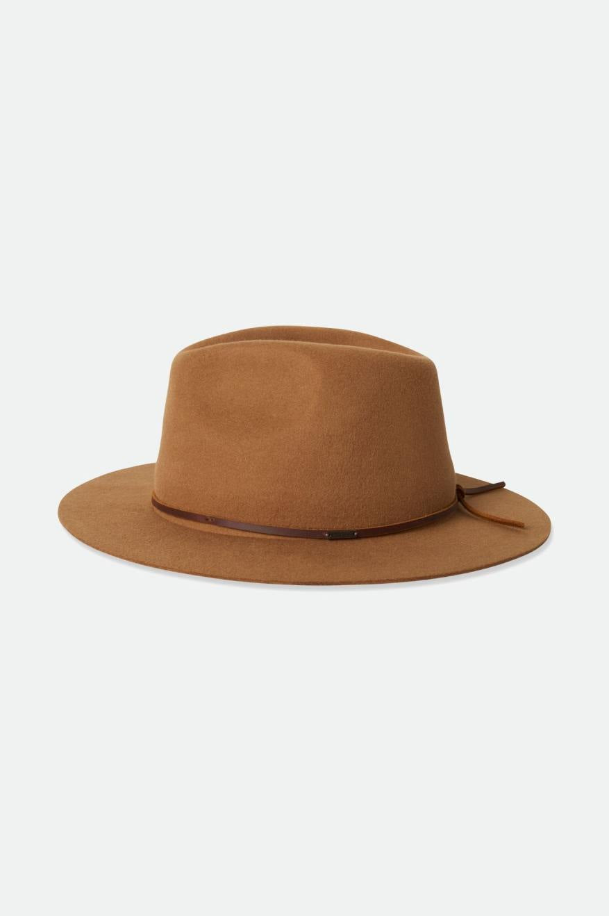 Brixton - Wesley Messer Packable Fedora in Golden Brown