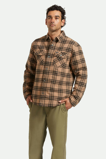 Brixton - Bowery Quilted Flannel in Woodsmoke/Black