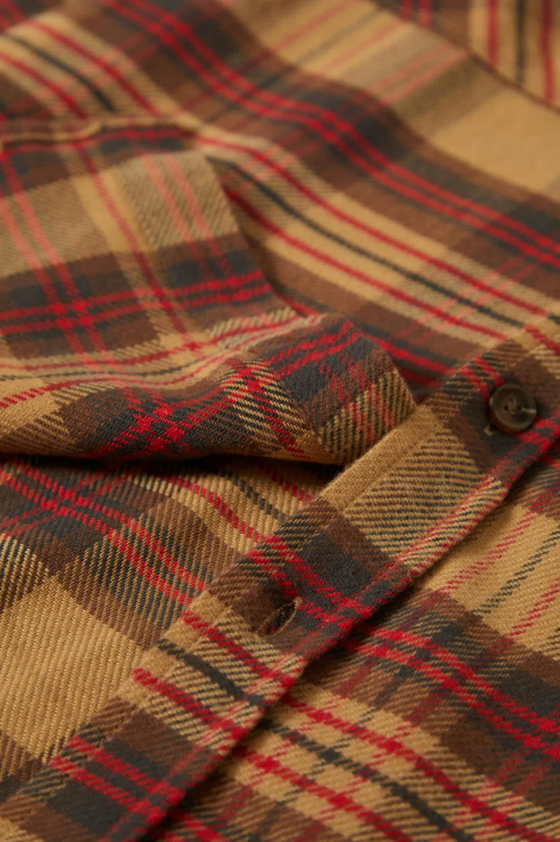Brixton - Bowery Flannel Shirt in Curry/Washed Black/Crimson