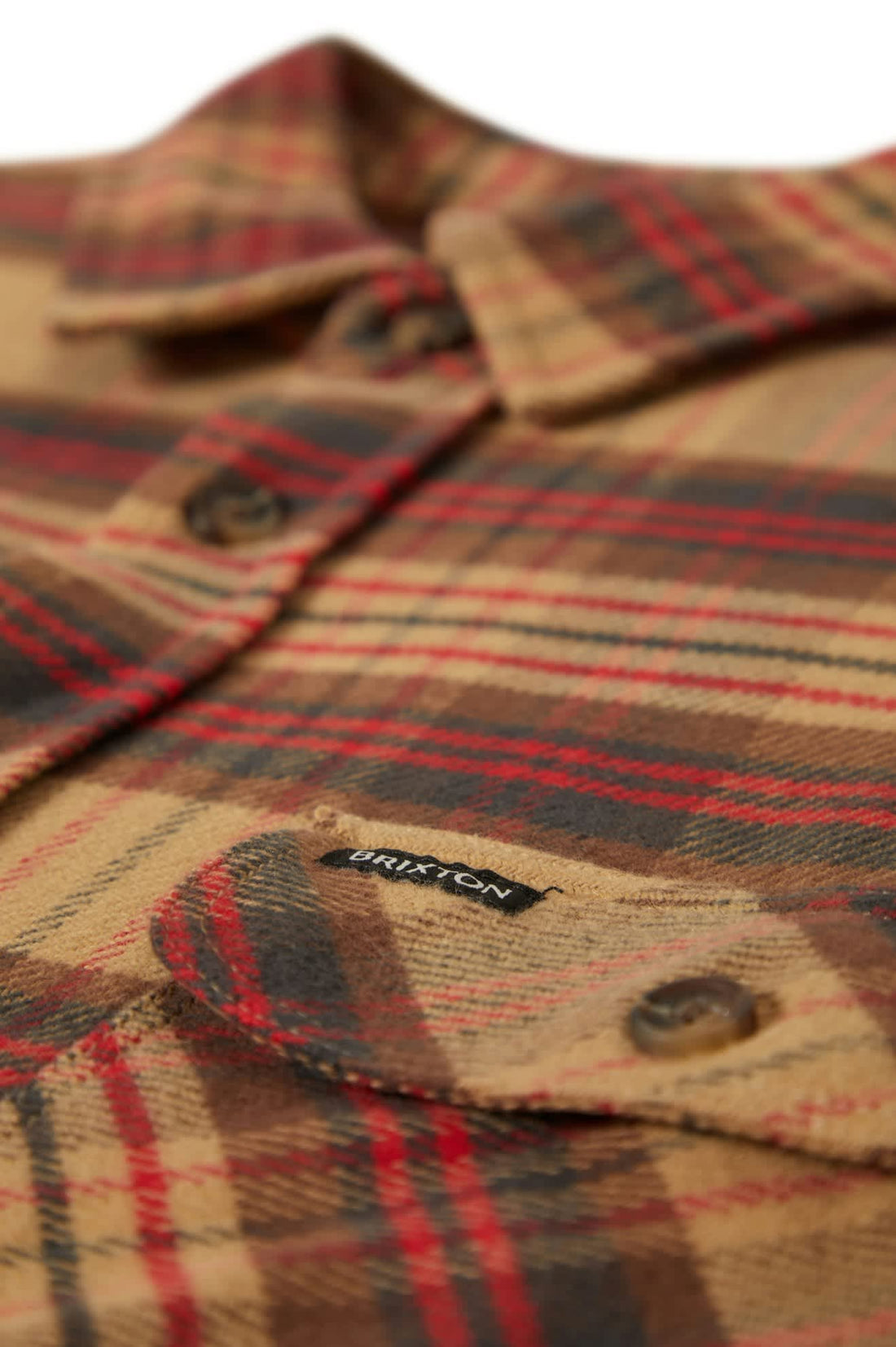 Brixton - Bowery Flannel Shirt in Curry/Washed Black/Crimson