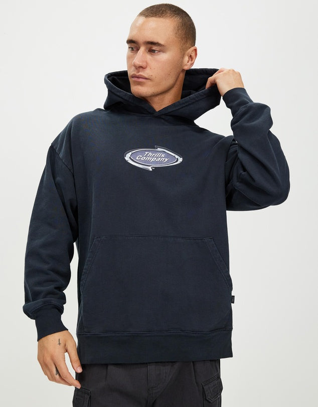 Thrills - Throttle Slouch Pull On Hoodie in Twilight Black