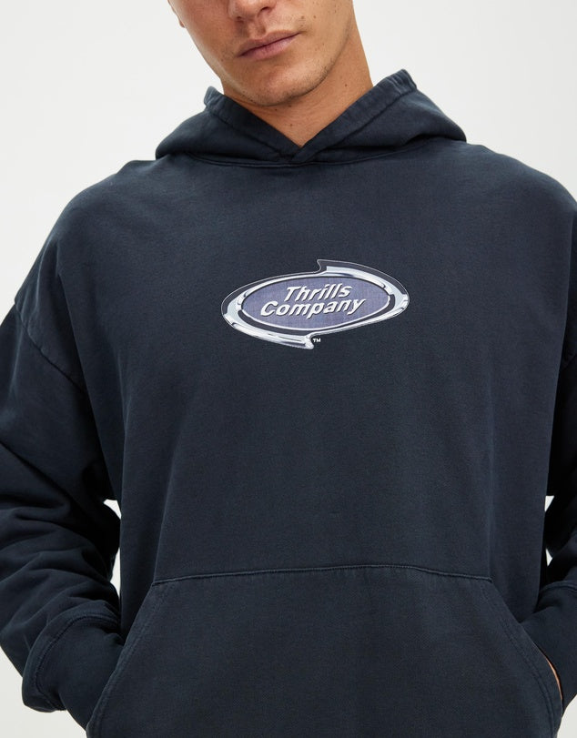 Thrills - Throttle Slouch Pull On Hoodie in Twilight Black