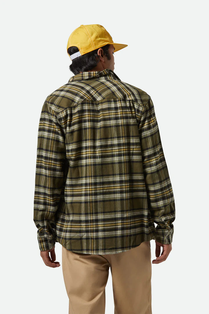 Brixton - Bowery Flannel Shirt in Ivy Green /Olive Surplus/Black