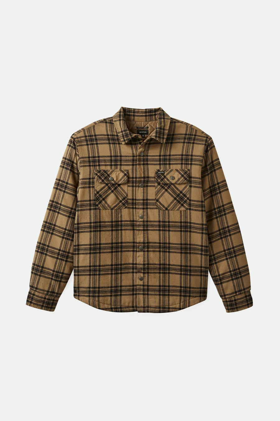 Brixton - Bowery Quilted Flannel in Woodsmoke/Black