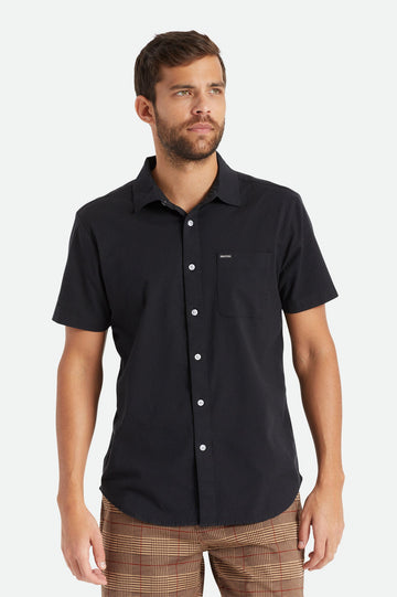 Brixton - Charter Oxford Short Sleeve Shirt in Black