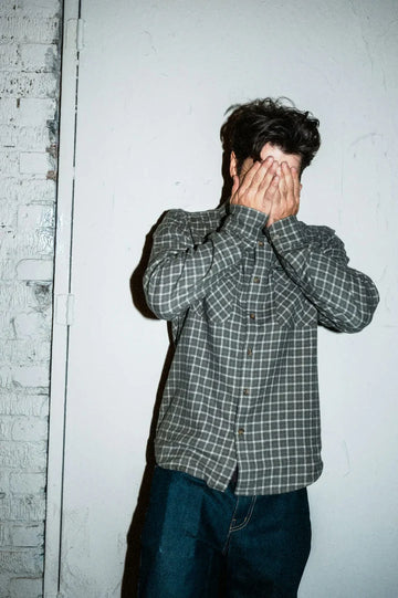 Brixton - Bowery Light Weight Ultra Flannel Shirt in Ivy Green/ White Cap